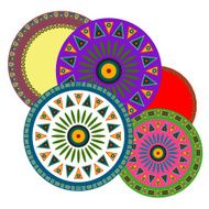 Bright circles decorated simple shapes