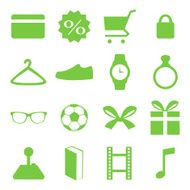 Shopping Icons Set Crystal Green N2