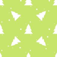 Forest fir tree and snow green seamless pattern Vector background N2