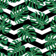 Seamless tropical pattern with monstera leaves N2