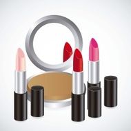 Mirror with lipsticks