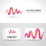 Business card template set abstract pink wave background Vector illustration