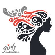 Beautiful woman silhouette with flowers Girls collection N16