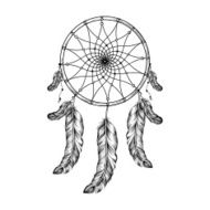 Dream catcher with feathers in zentangle style high detailed r