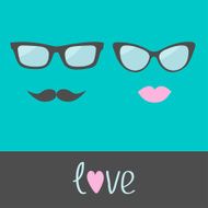 Glasses with lips and moustache Flat design