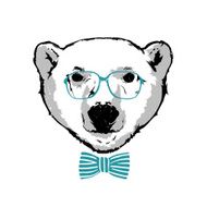 Hipster white bear in the glasses N2