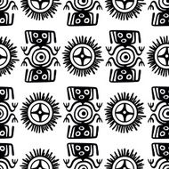 Seamless Mexican black and white pattern N3