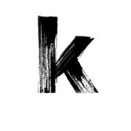 Letter k hand drawn with dry brush Lowercase