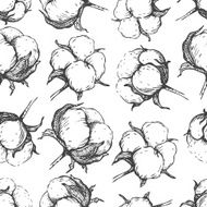 Vector seamless natural cotton engraving pattern