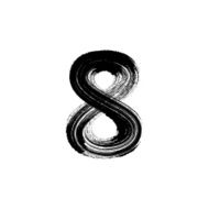 Number Eight 8 hand drawn with dry brush