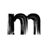 Letter m hand drawn with dry brush Lowercase