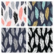 Abstract art Deco seamless pattern with feathers symbols N6