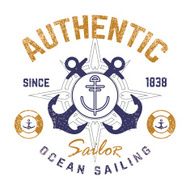 Nautical theme t-shirt design with illustrated anchor