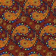 Colorful endless paisley background in oriental style ornament N3