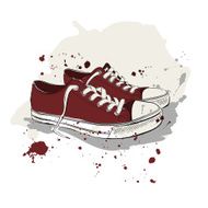 Drawing vector illustration with red sneakers