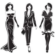 Black and white fashion sketch N9