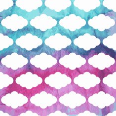 Vector Seamless Pattern with Clouds on watercolor winter background