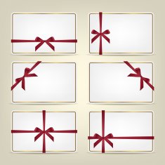 Set of gift cards with ribbons Vector background or template