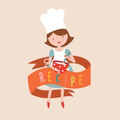 Recipe design with girl cook