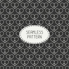 Romantic line seamless pattern with hearts Beautiful vector illustration Background N5