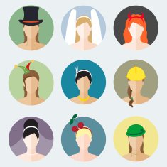 flat girls icons vector set for profile page or avatar