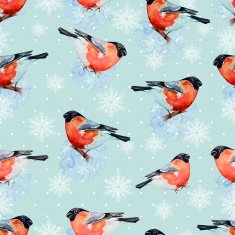 nature with bullfinch seamless texture watercolor
