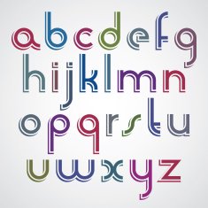 Colorful cartoon slim font rounded lower case letters N2