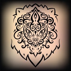 Lion head Ethnic pattern N2