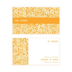 Vector golden lace roses horizontal stripe frame pattern business cards