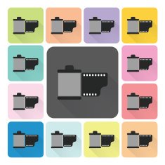 Film Icon color set vector illustration
