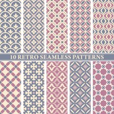 set of 10 retro seamless patterns N8