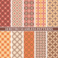 set of 10 retro seamless patterns N9