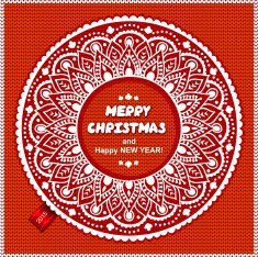 Beautiful Christmas lace ornament with a knitted background N3
