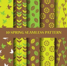green and brown sping seampless pattern set