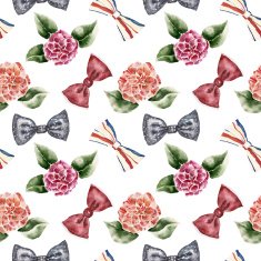 Seamless pattern with flowers and bow tie N4
