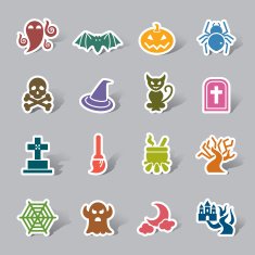 Halloween Element Color Icon Label