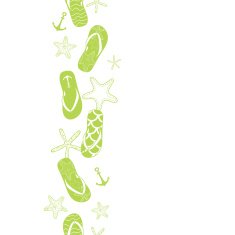 Vector nautical flip flops green vertical border seamless pattern background