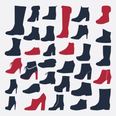 Silhouette Icons set of fashion shoes