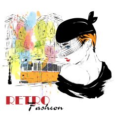 Fashion girl in sketch-style N189