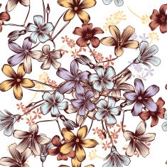 Floral vector seamless background with pastel flowers