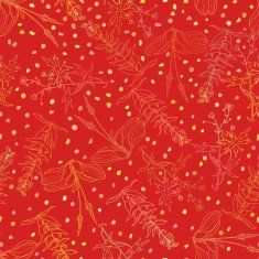 Seamless pattern of contours flowers and herbs