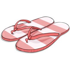 Vector Cartoon Stripped Red Beach Slippers