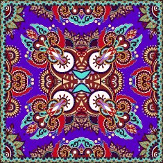 Traditional ornamental floral paisley violet colour bandanna N6