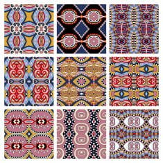 set of different seamless colored vintage geometric pattern N124