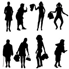 Vector silhouette of women N82