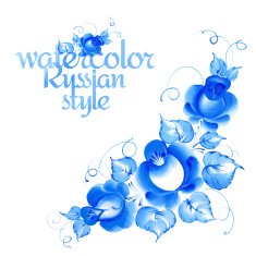 Gzhel style floral garland N2