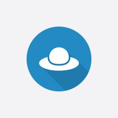 woman hat Flat Blue Simple Icon with long shadow