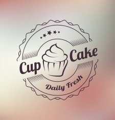 Cupcake food label over blurred background N2