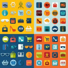 Set of fashion flat icons N123