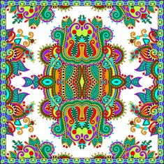 Traditional ornamental floral paisley bandanna Square ornament N76